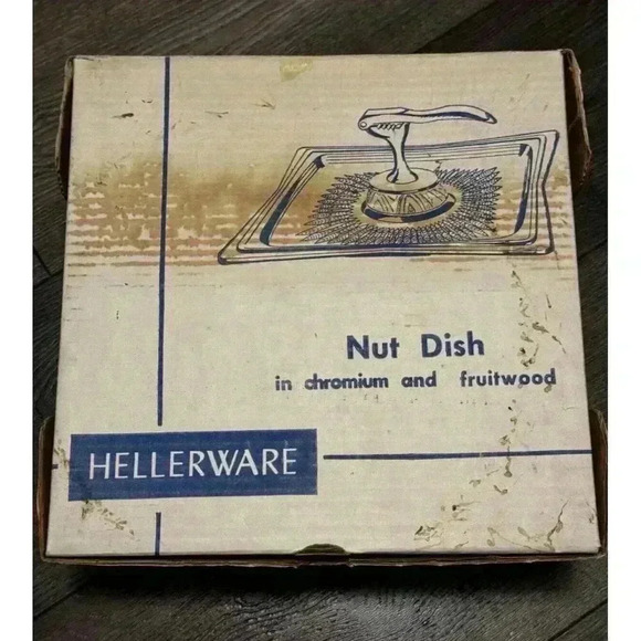 Vintage MCM Hellerware Nutcracker Chromium Wood Tray No. 2040 Family Traditions - Picture 12 of 13